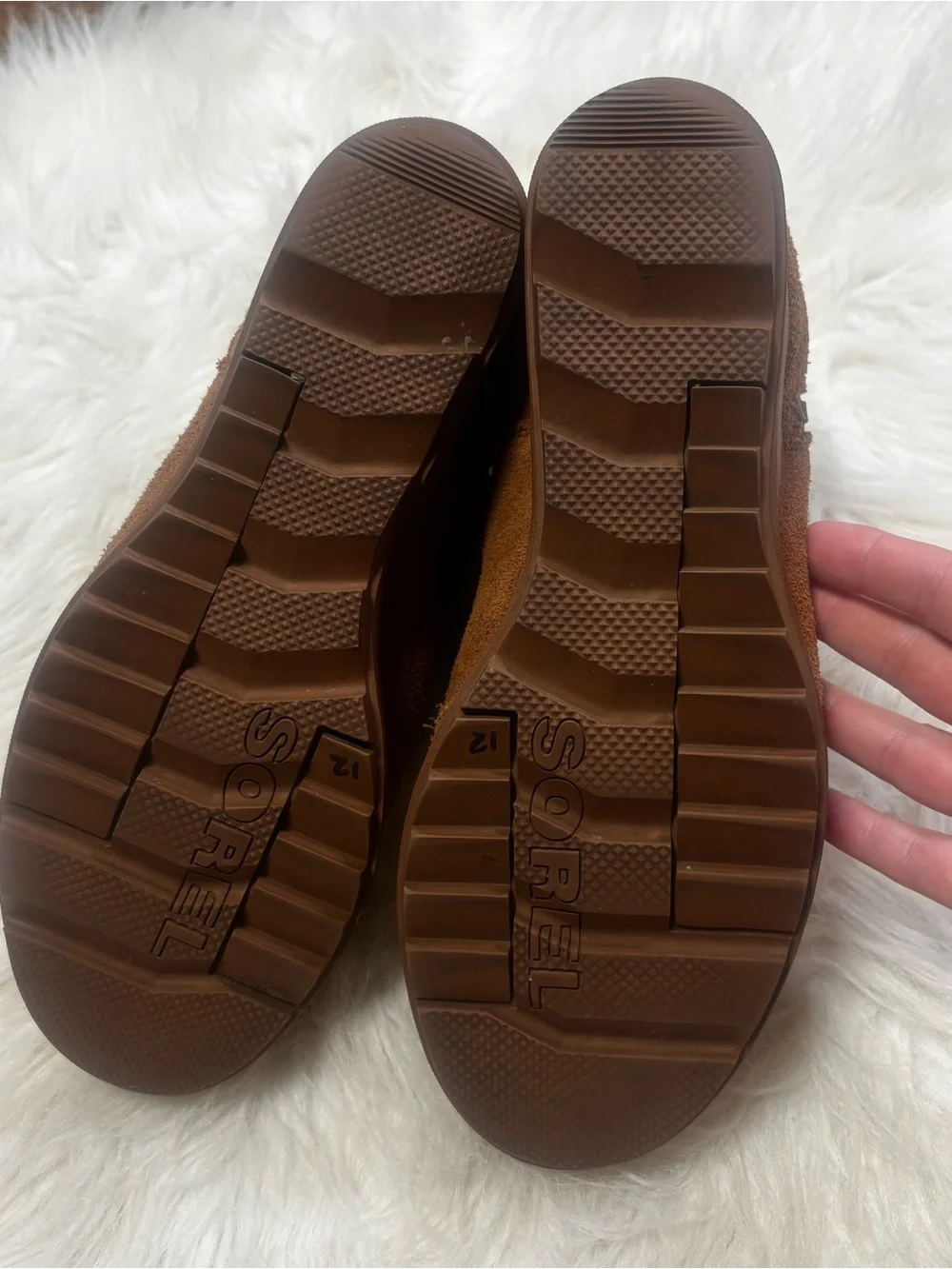 Sorel “Elvie” Chestnut Brown Leather Zip Wedge Ankle Booties size Women’s 10